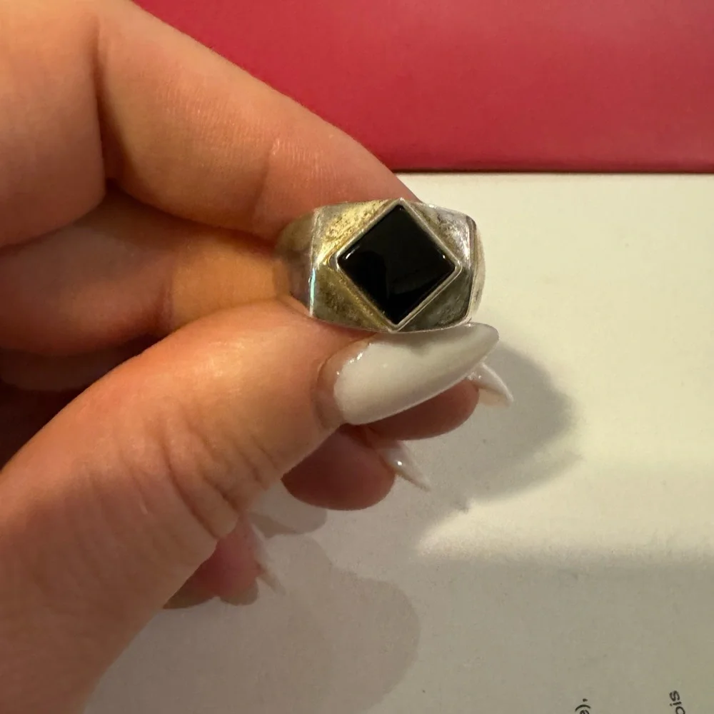 Stunning 925 Sterling silver and onyx vintage size 10 ring 10g - Picture 11 of 16